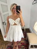 White Sunflower Print Dress