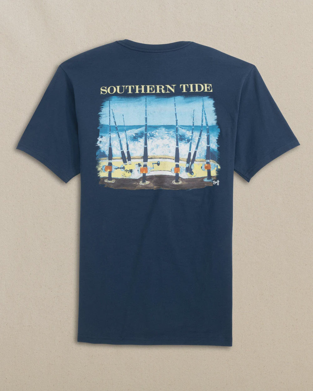 M SS Fishing Lines Tee Navy