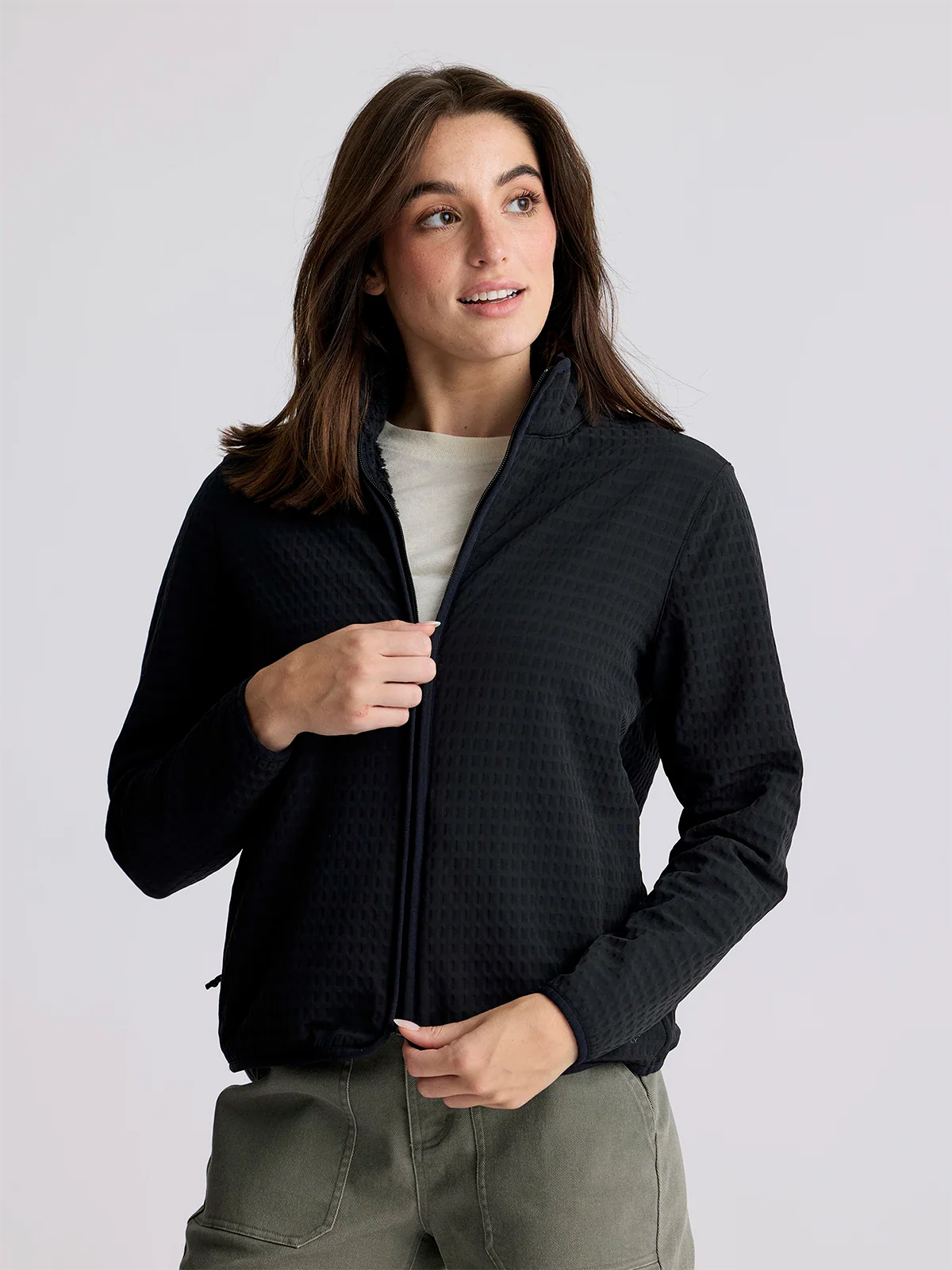 Women’s Gridback Fleece Jacket Black