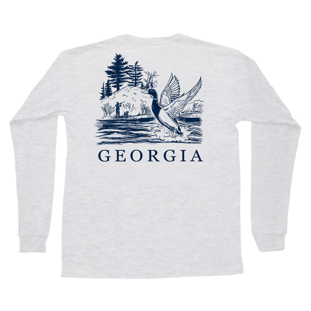 Georgia Duck Hunt LS Pocket Tee Light Gray