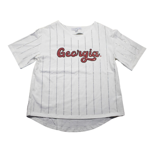 Ballgame Rhinestone Striped Jersey Tee UGA