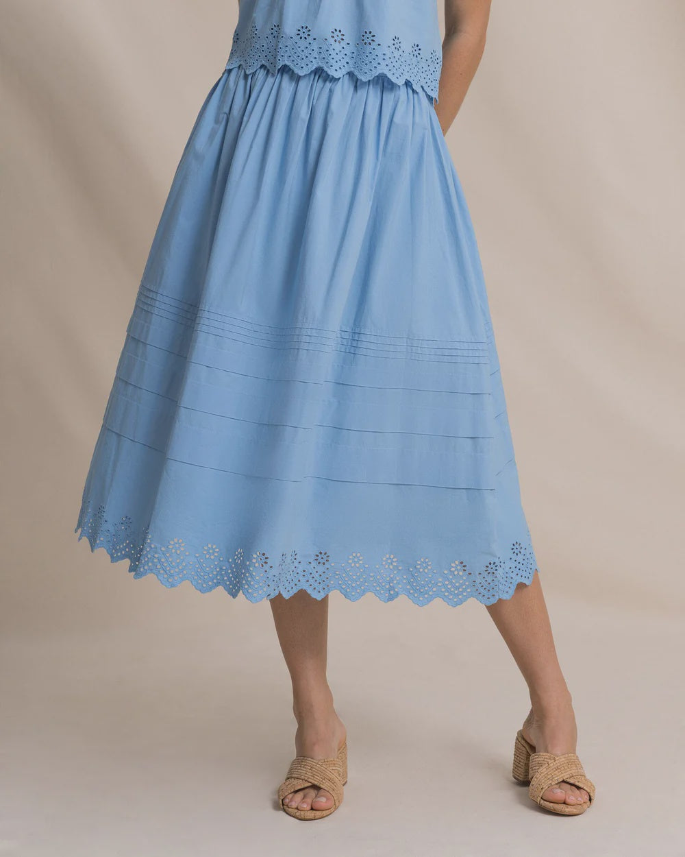 W Gigi  Eyelt Midi Skirt Ocean Channel