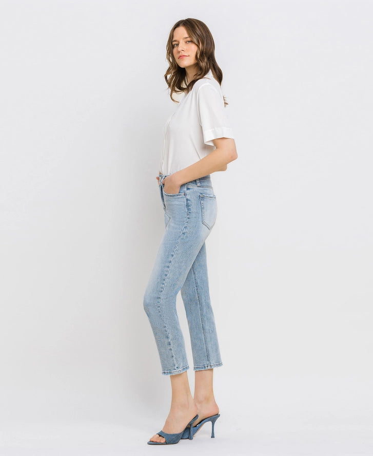 High Rise Crop Straight Jean - light wash