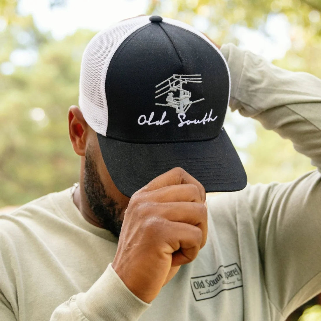 Lineman Pole Trucker Hat Black & White