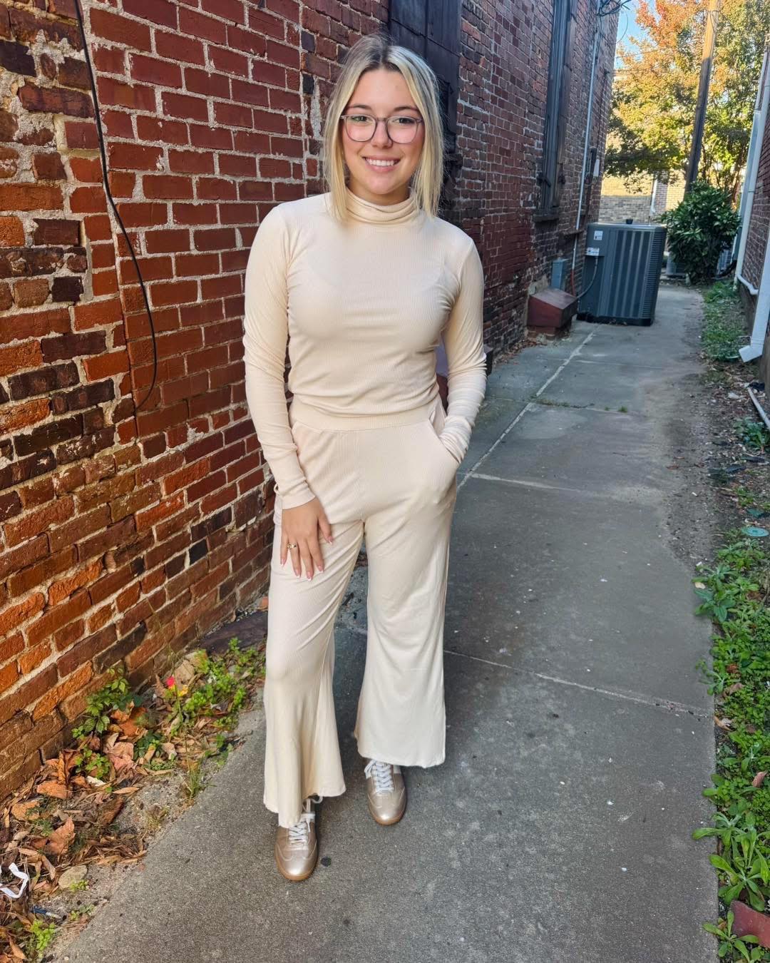 Ribbed Lounge Pants Ivory