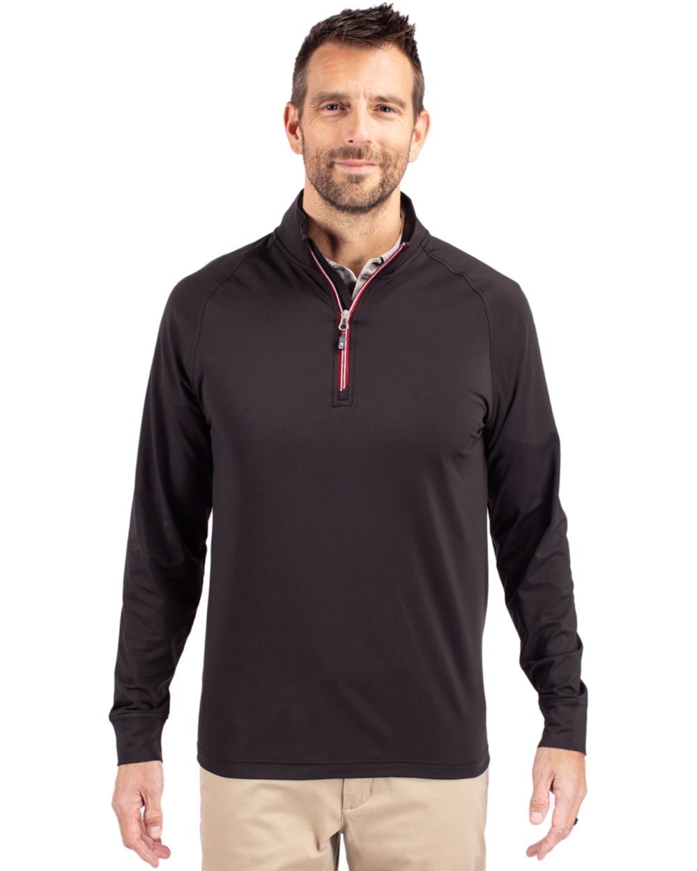 Adapt Eco Knit Quarter Zip Pullover-Black/Red