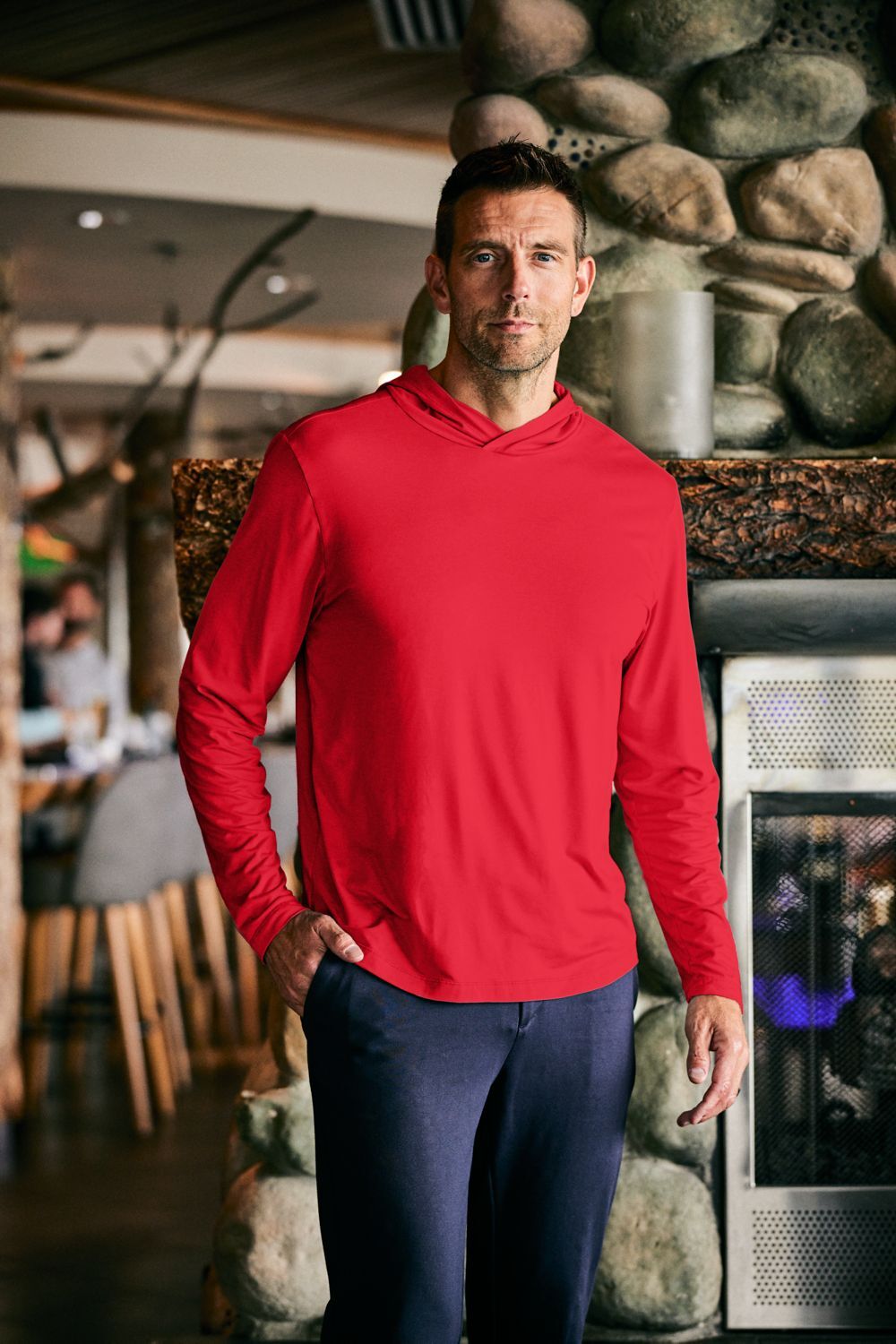 Coastline Epic Comfort Knit Hooded Shirt-Red