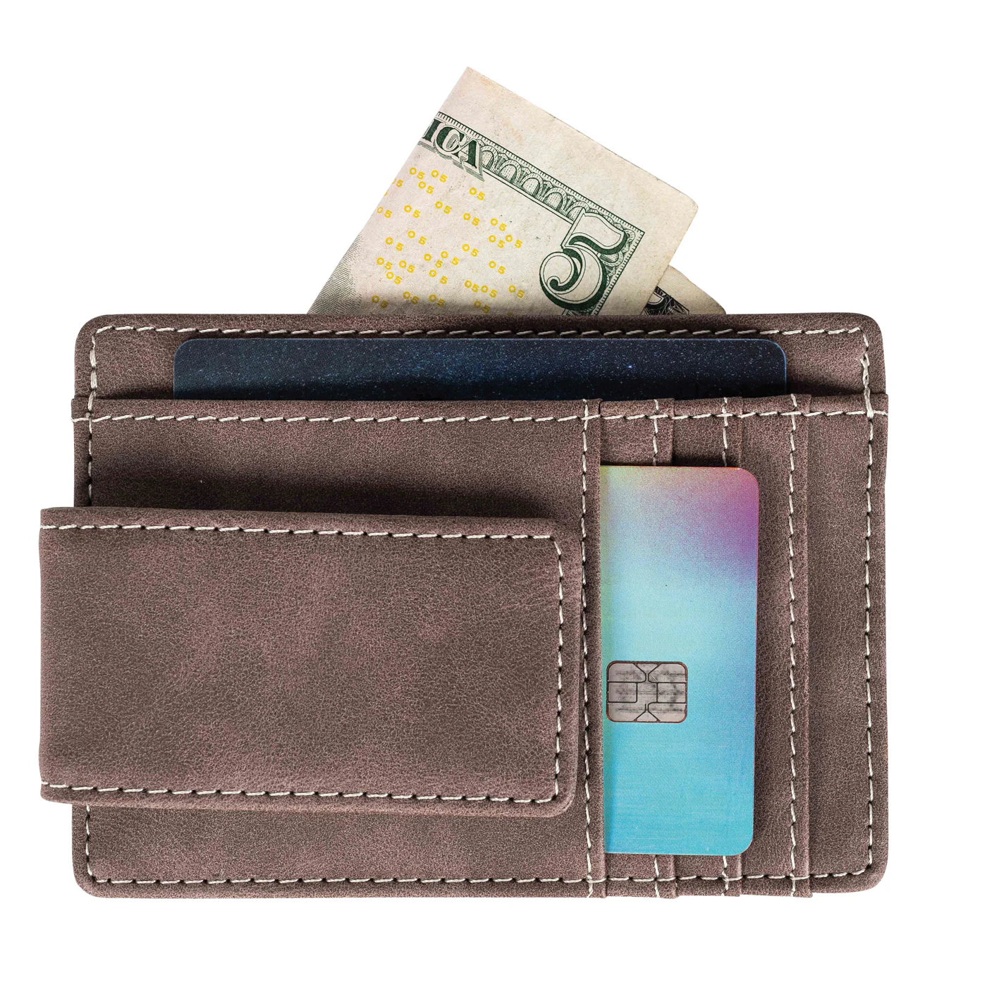 Brown Money Clip w/ Card Slots & Bill Holder