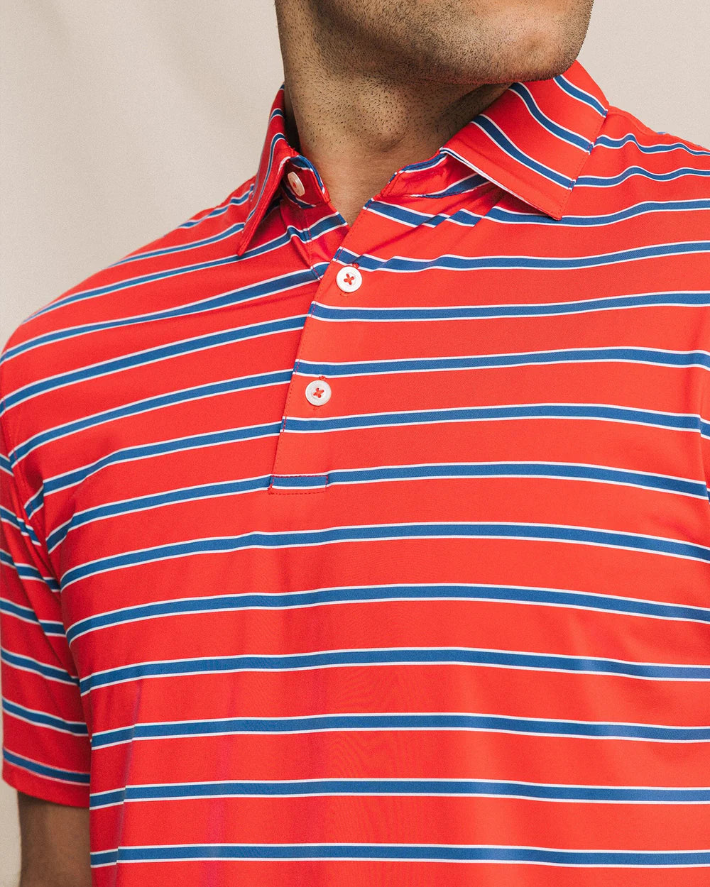 M SS Coastal Breeze Moonlight Bay Stripe Polo