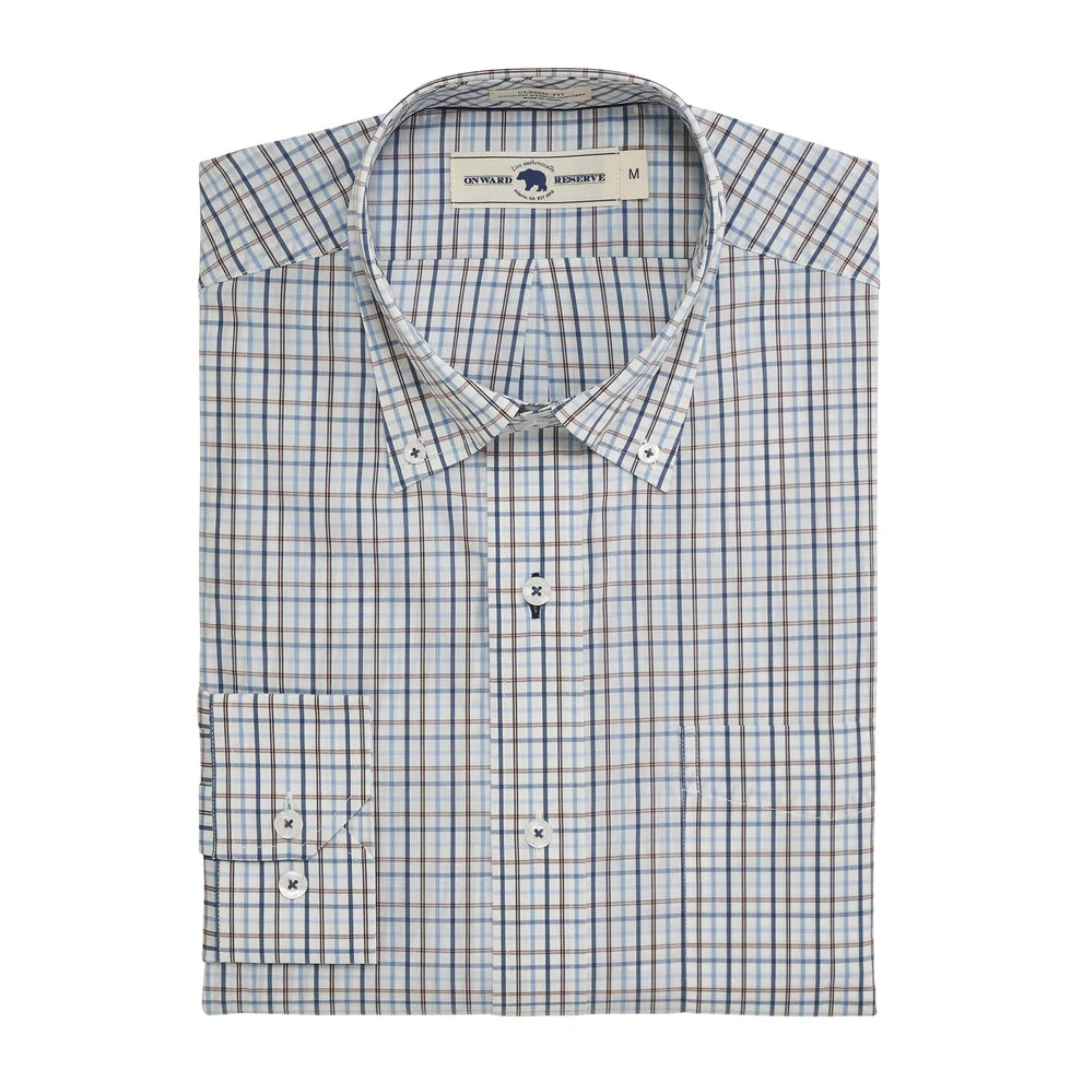 Noble Classic Fit Quad Button Down Shirt - Chocolate