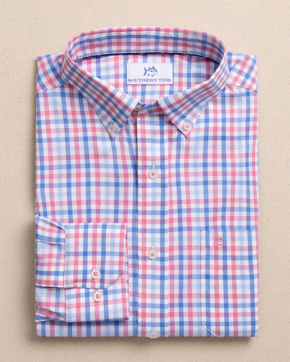M LS Coastal Breeze Palm Valley Sportshirt-Island Pink