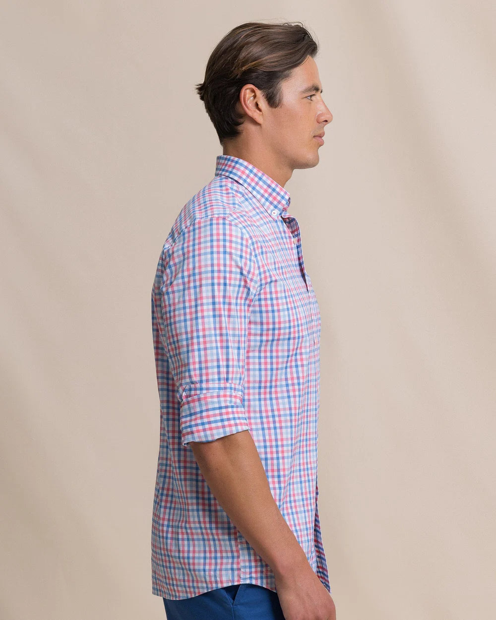 M LS Coastal Breeze Palm Valley Sportshirt-Island Pink