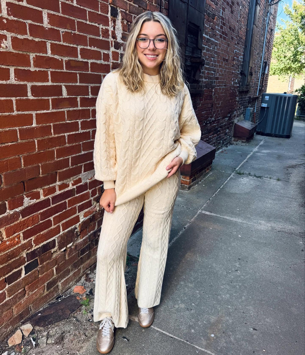 Comfy Cozy Sweater Pants Parchment