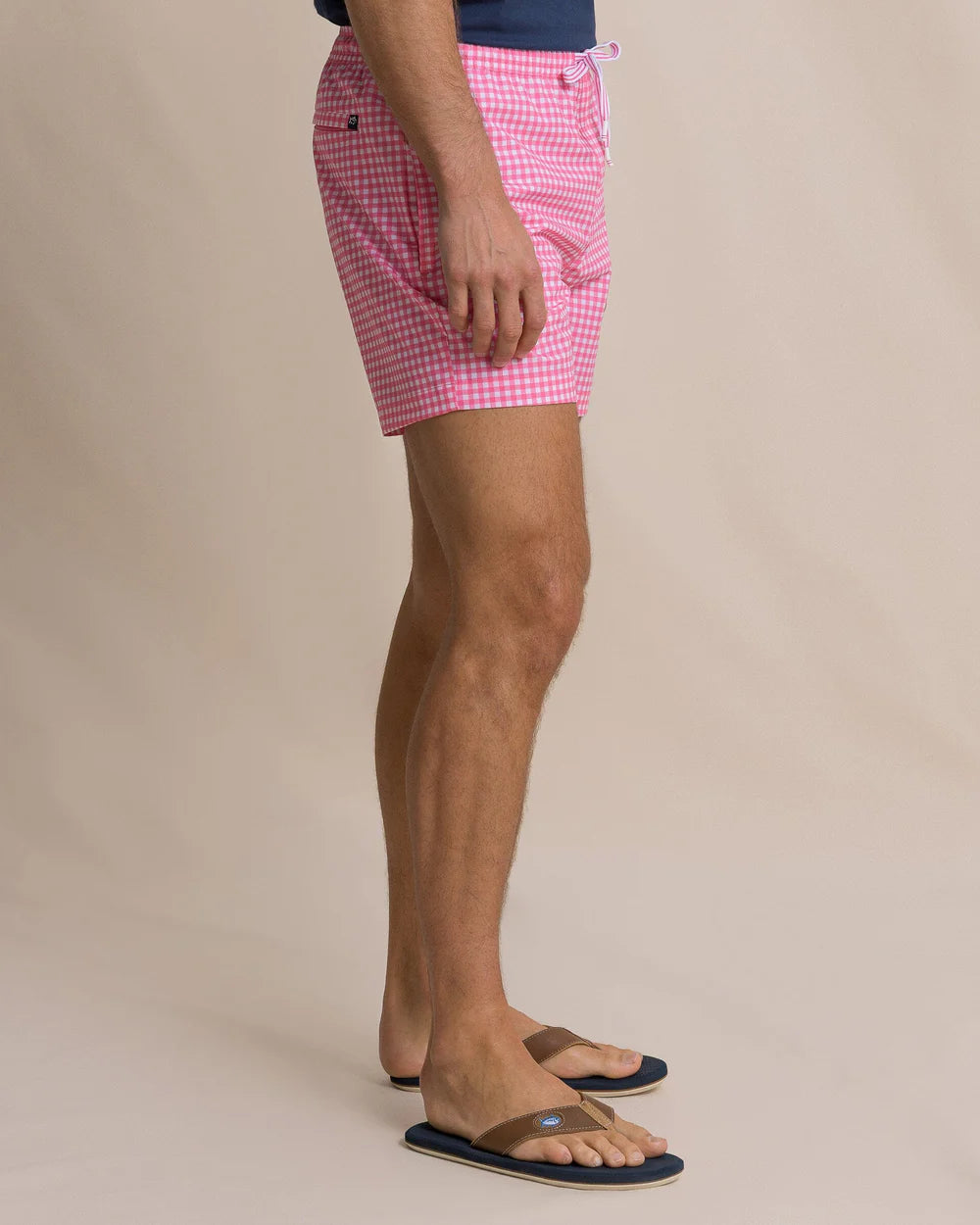 M Pelican Bay Gingham Swim Trunk-Island Pink