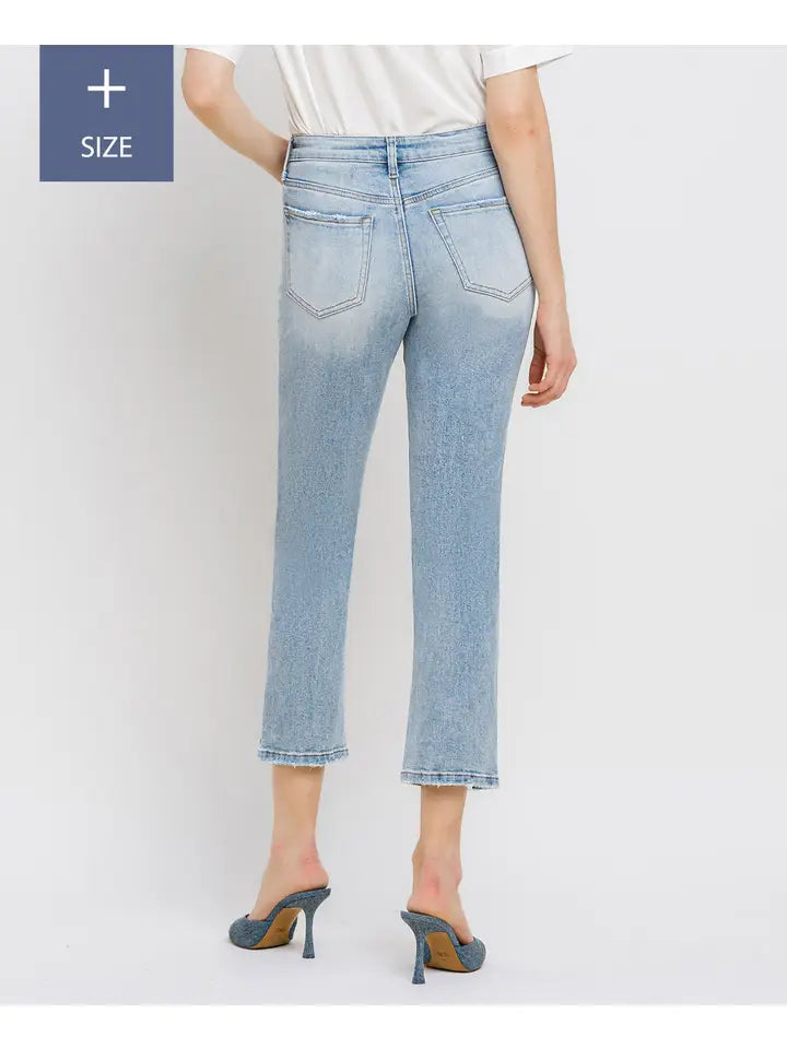 High Rise Crop Straight Jean - light wash