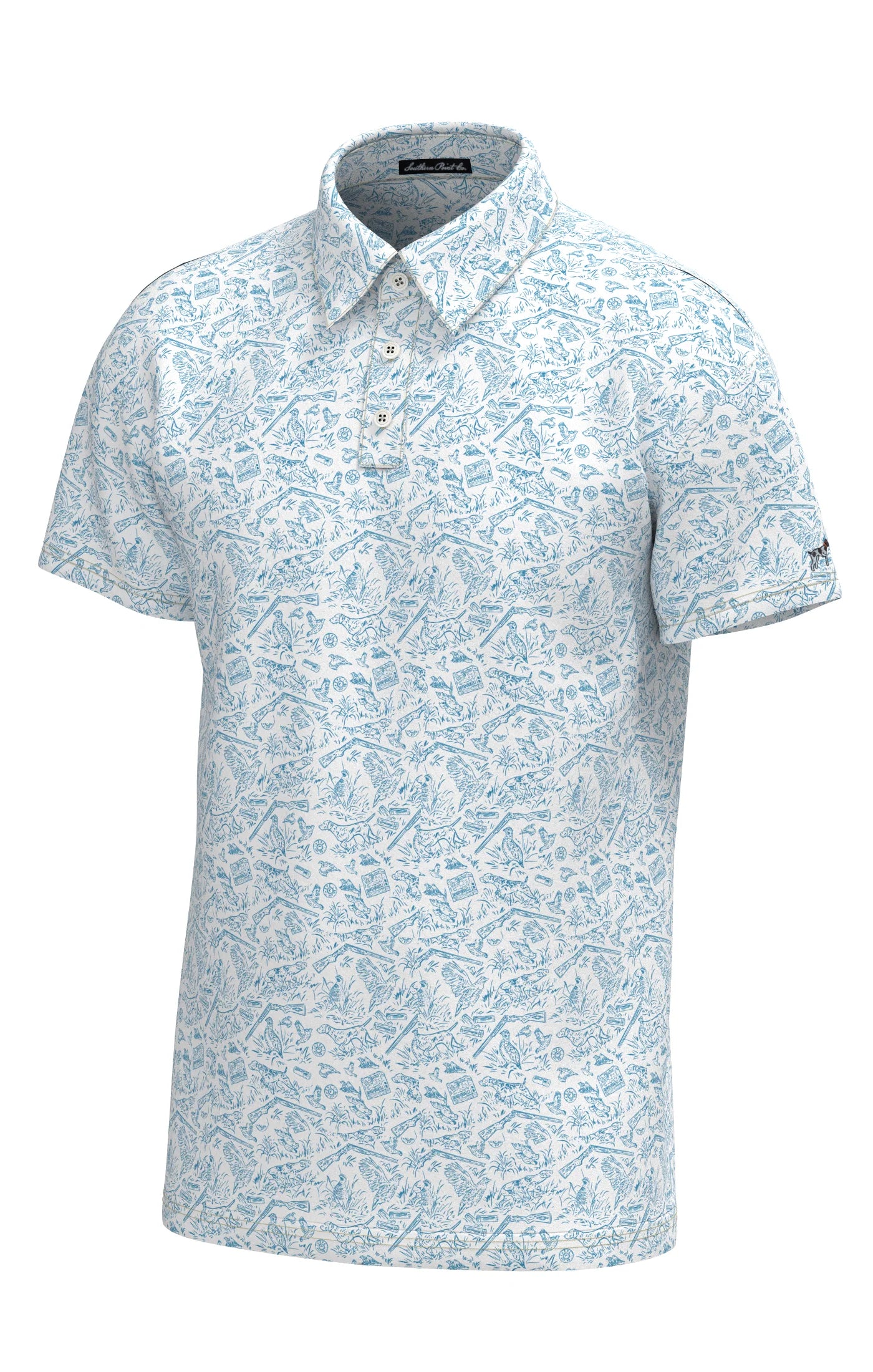 Pointer Pattern Performance Polo White Hawaiian Blue