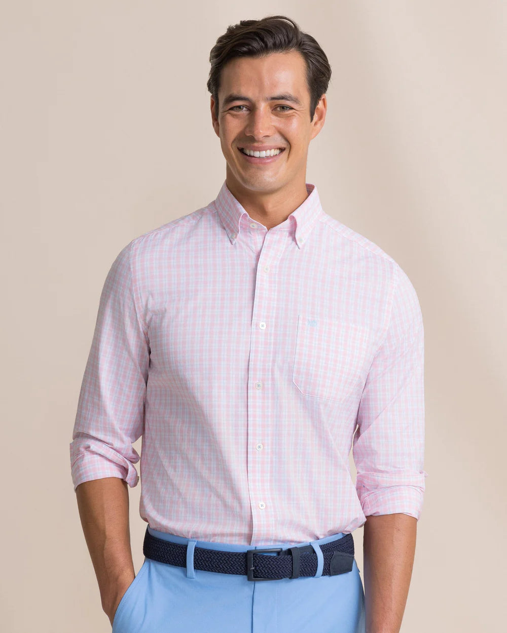 LS Coastal Breeze Precheck Plaid Sportshirt