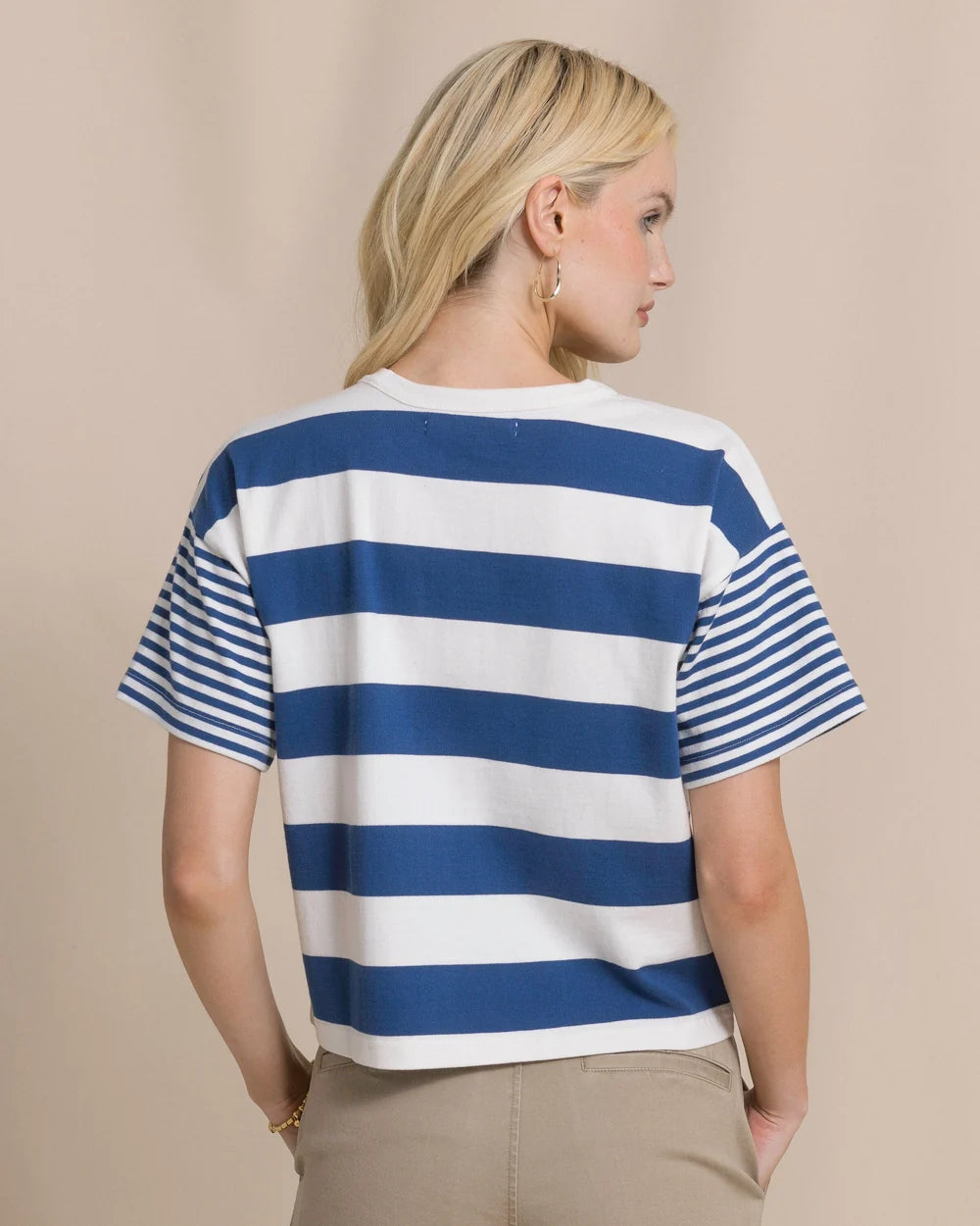 W Remi Mixed Stripe Boxy Tee - Nautical Blue