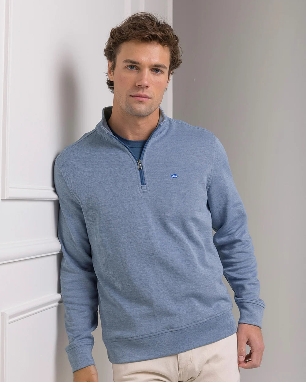 Sandy Cove Pique Quarter Zip / Nautical Blue