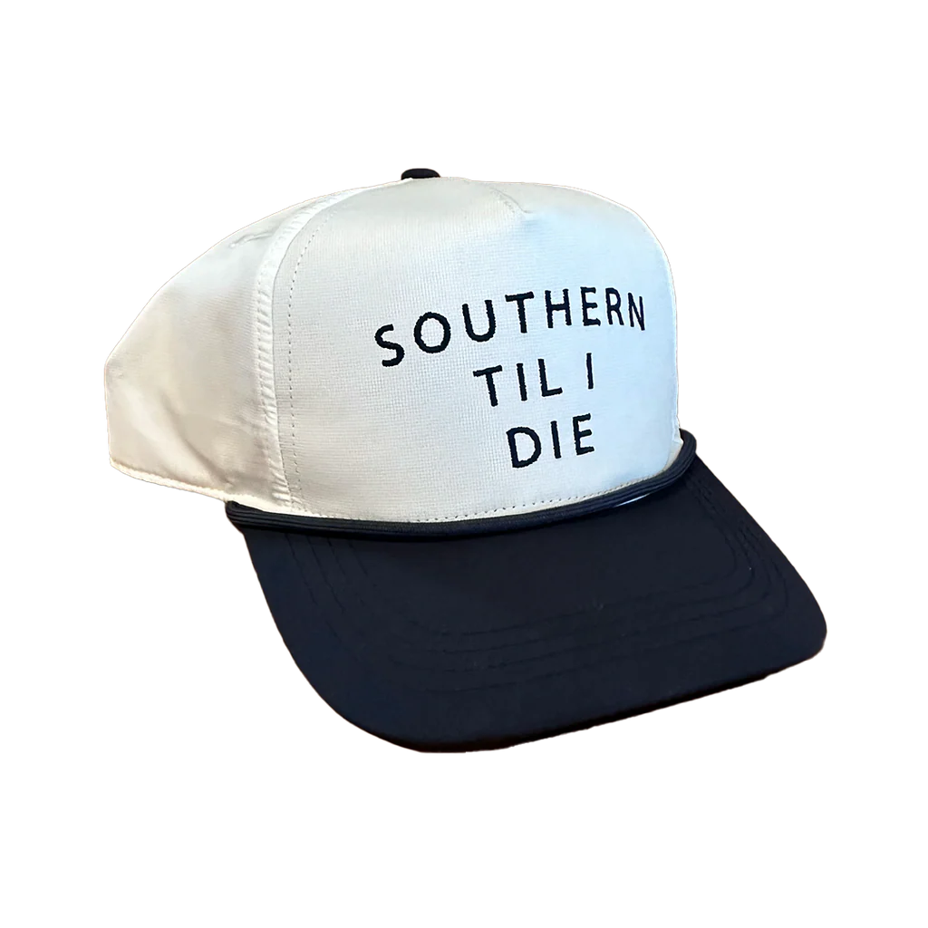 Southern Til I Die 5 Panel Perf hat - White & Navy