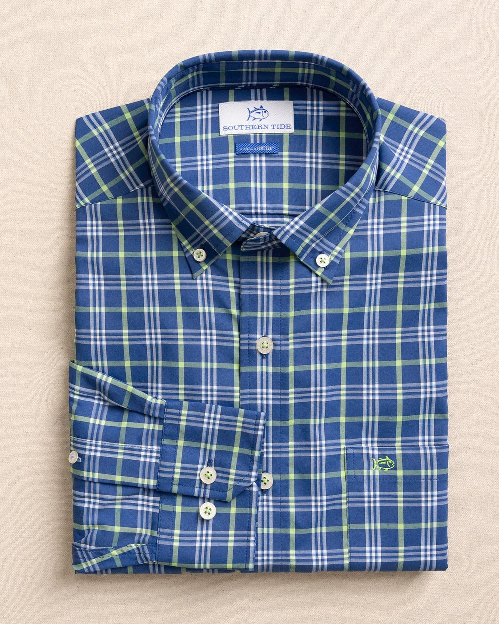 M LS Sunset Shores Coastal Breeze Sportshirt-Nautical Blue