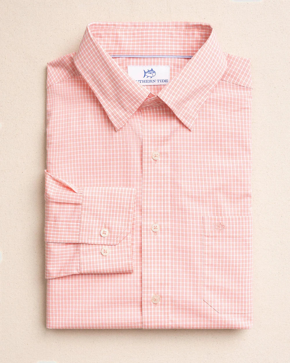 M LS Charleston Tidal Pool Sport Shirt Peaches N Cream