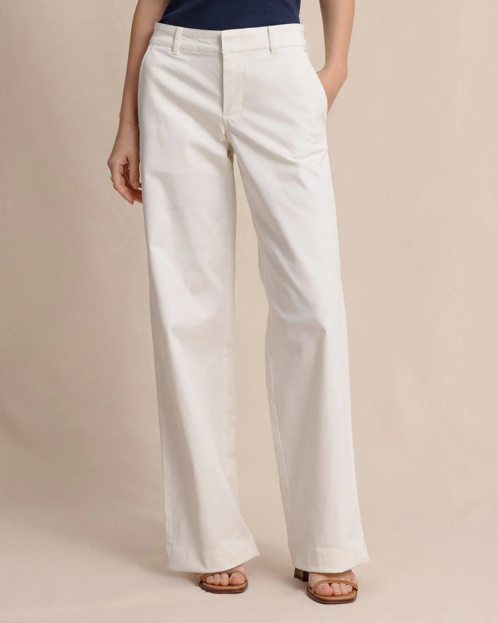 W Tori Wide Leg Chino Sand White
