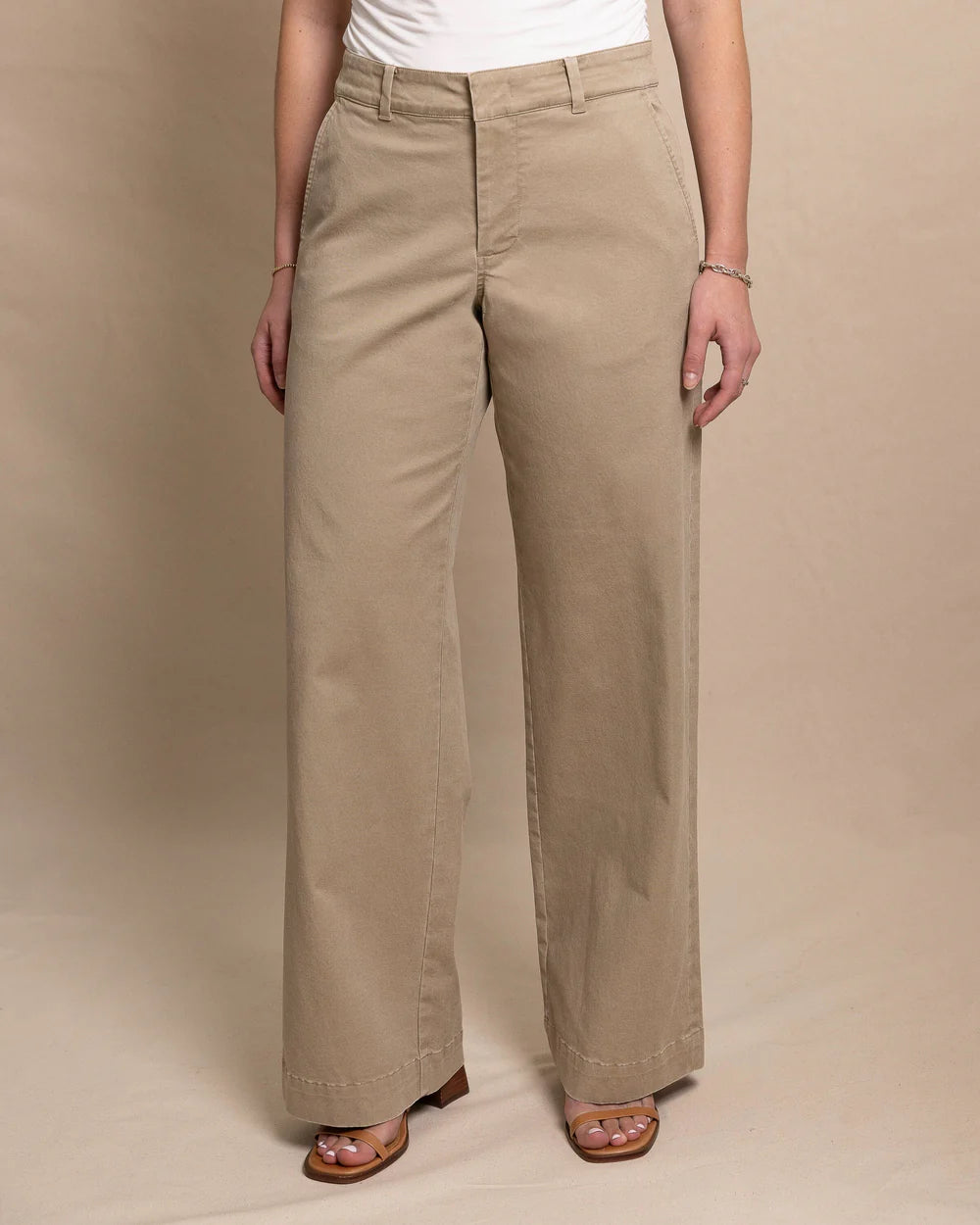 W Tori Wide Leg Chino Sandstone Khaki