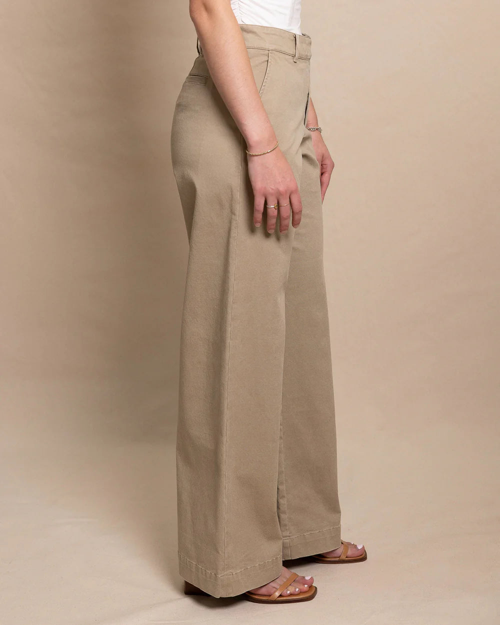 W Tori Wide Leg Chino Sandstone Khaki