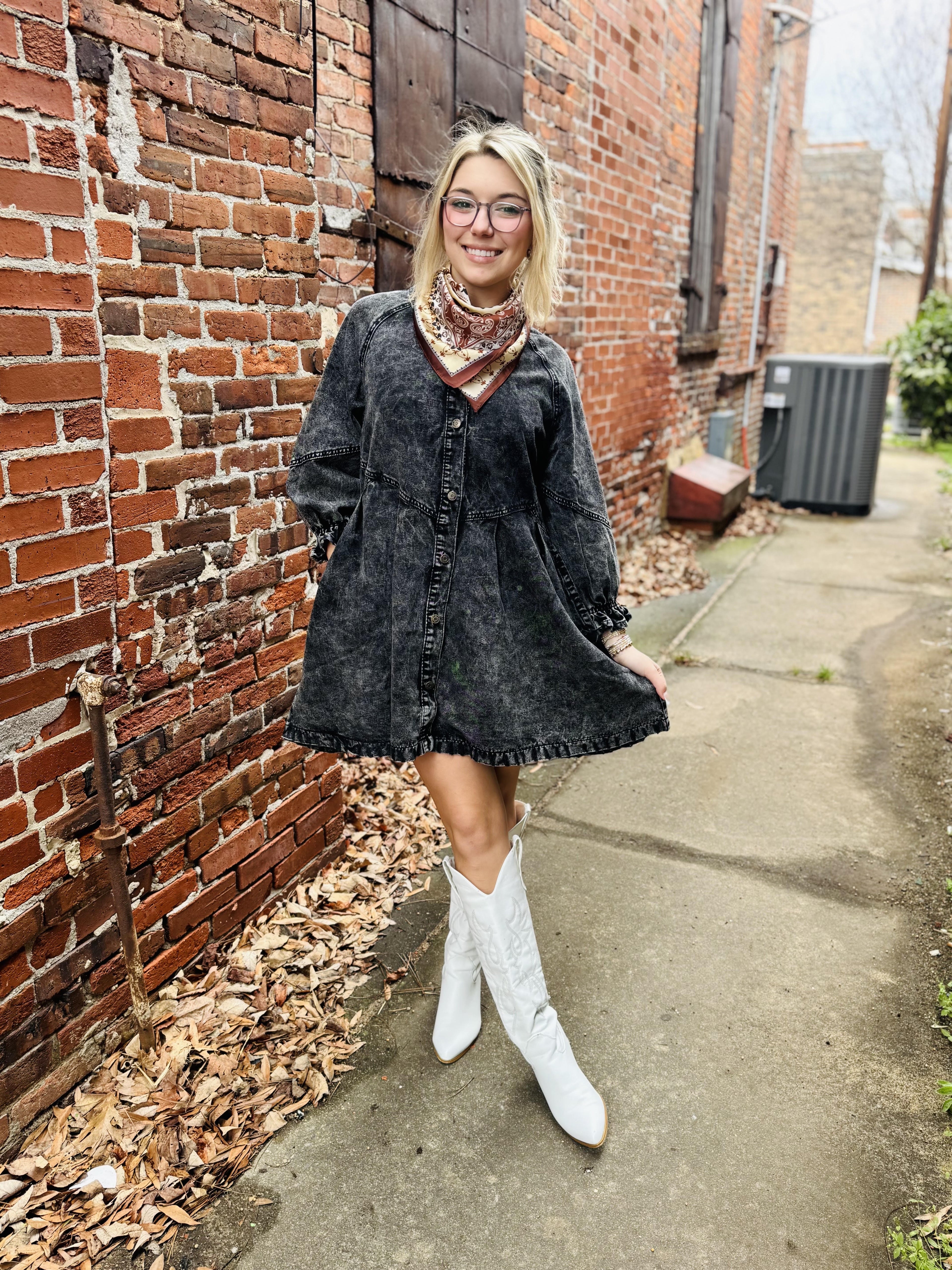 Black Denim Signature Dress