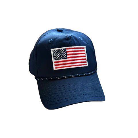 USA Flag Patch 5 Panel Performance Hat-Navy