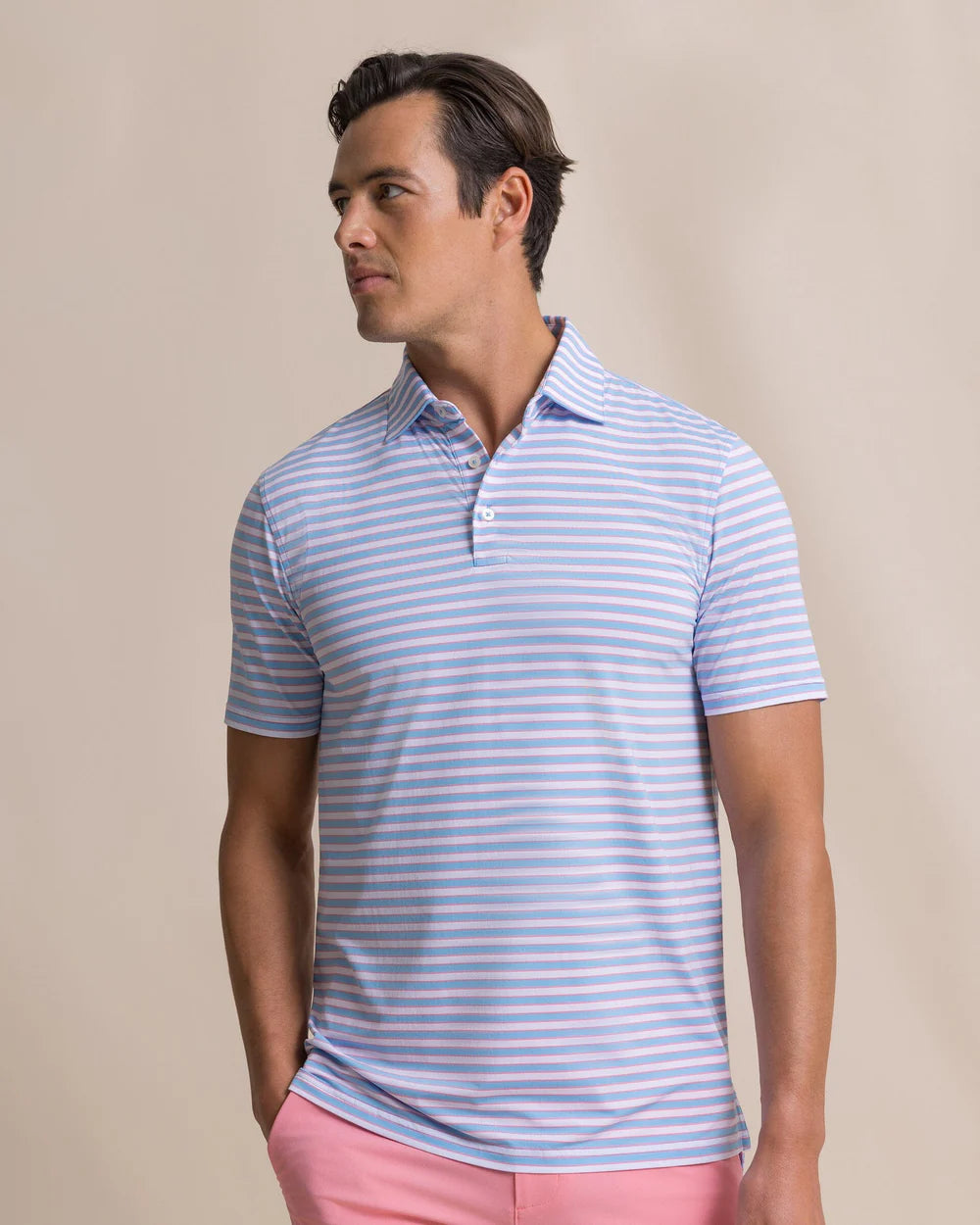SS Coastal Breeze Water Way Strip Polo