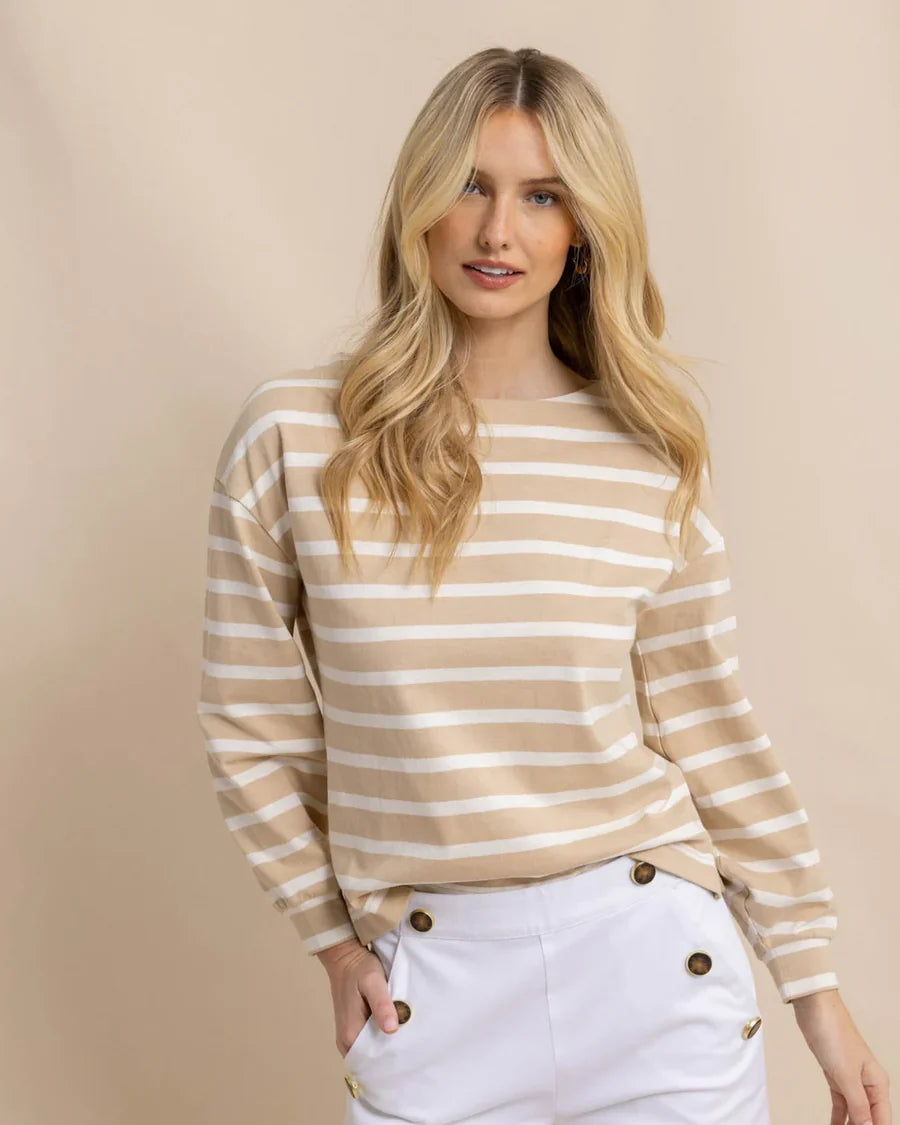 Southern Tide Zayla Striped Top - Irish Cream